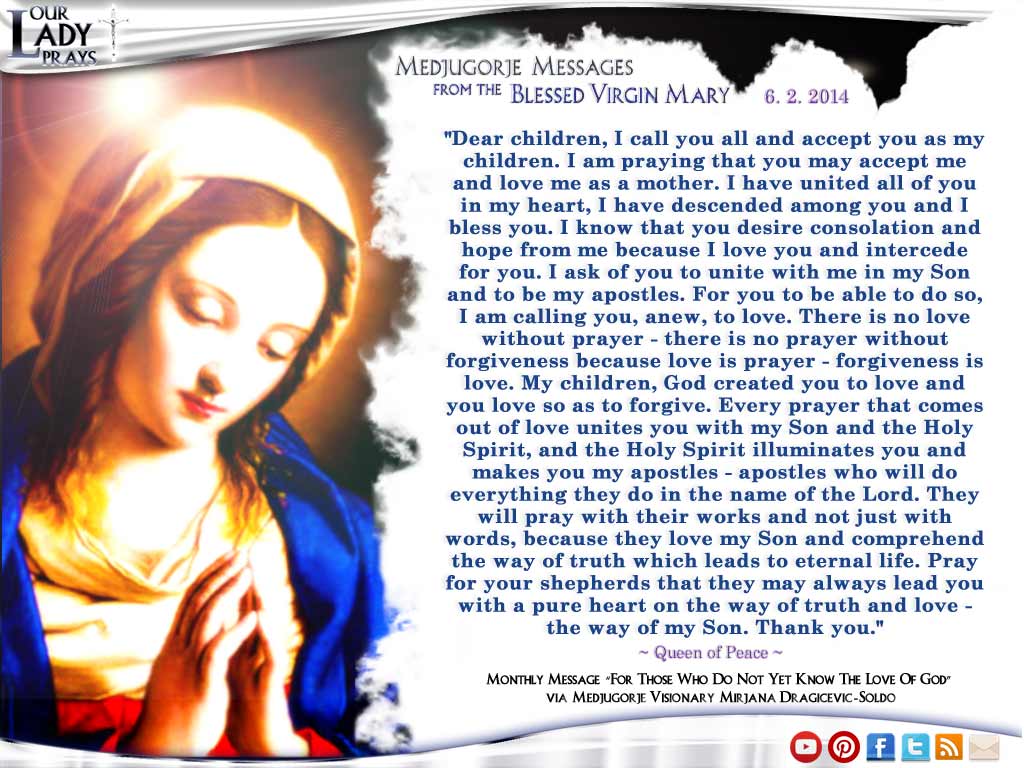 Medjugorje Message from the Blessed Virgin Mary June 2nd, 2014