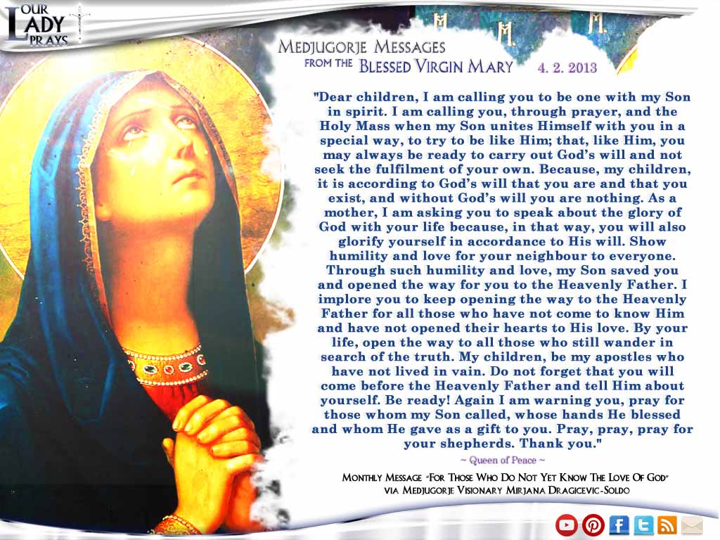 Medjugorje Message from the Blessed Virgin Mary April 2, 2013