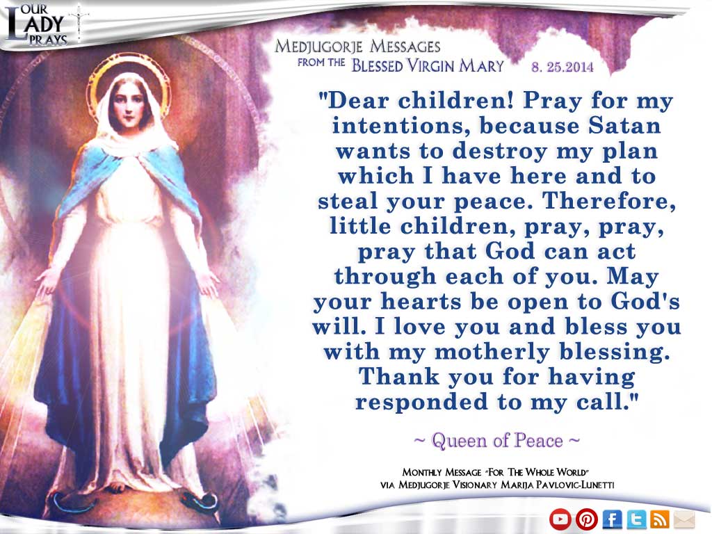 Medjugorje Message from the Blessed Virgin Mary August 25, 2014
