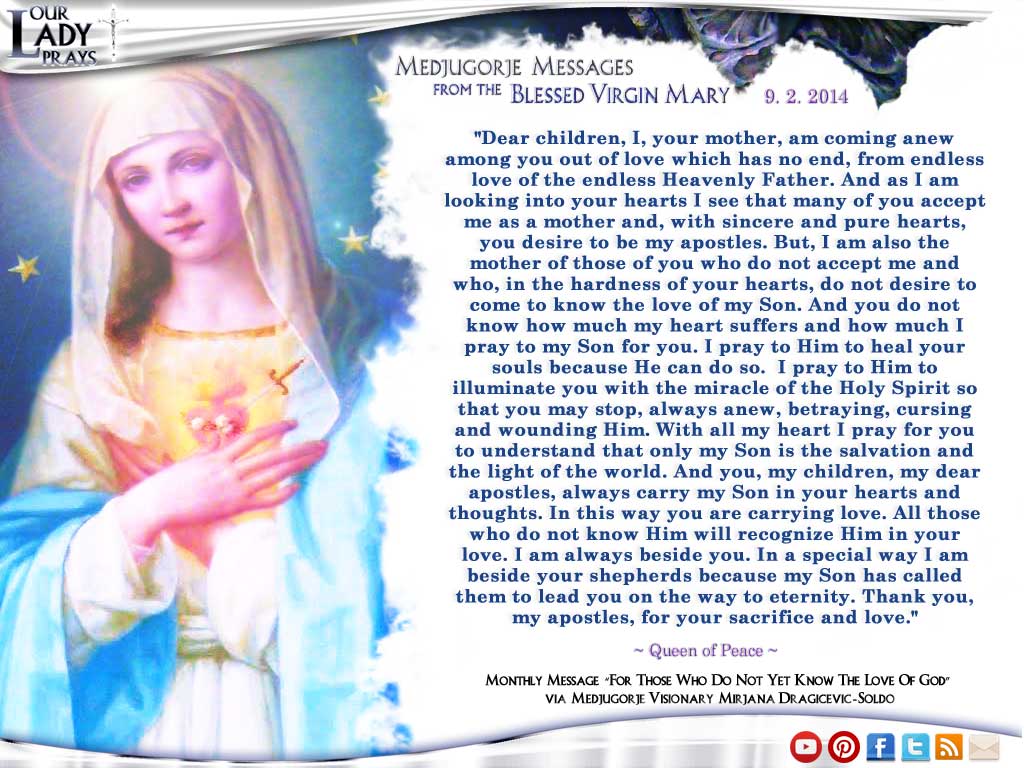 Medjugorje Message from the Blessed Virgin Mary September 2, 2014