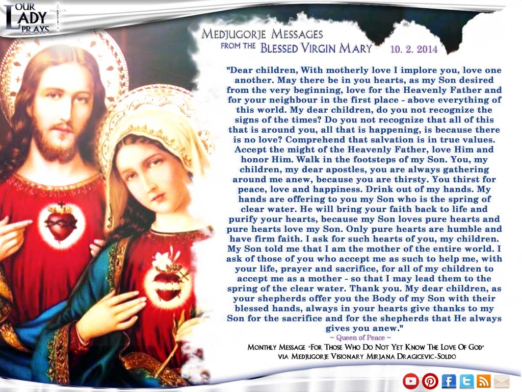 Medjugorje Message from the Blessed Virgin Mary October 25, 2014