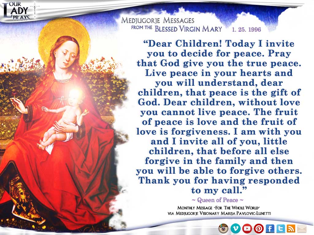 Medjugorje Message from the Blessed Virgin Mary, January 25, 1996
