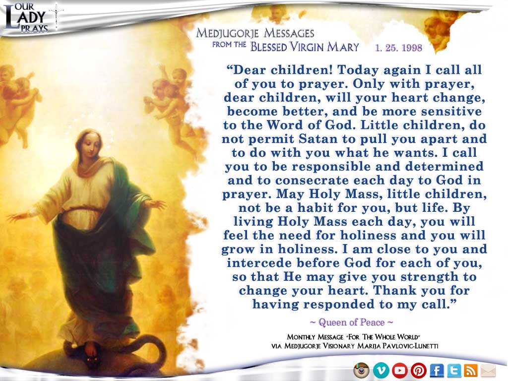 Medjugorje Message from the Blessed Virgin Mary, January 25, 1998