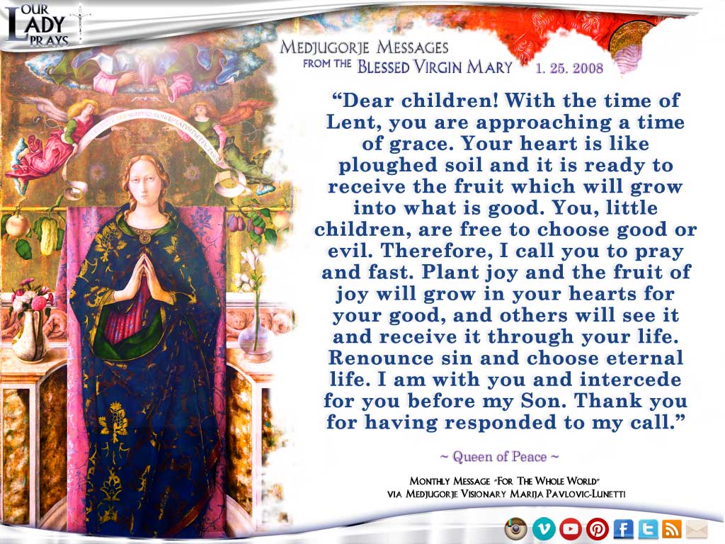 Medjugorje Message from the Blessed Virgin Mary, January 25, 2008