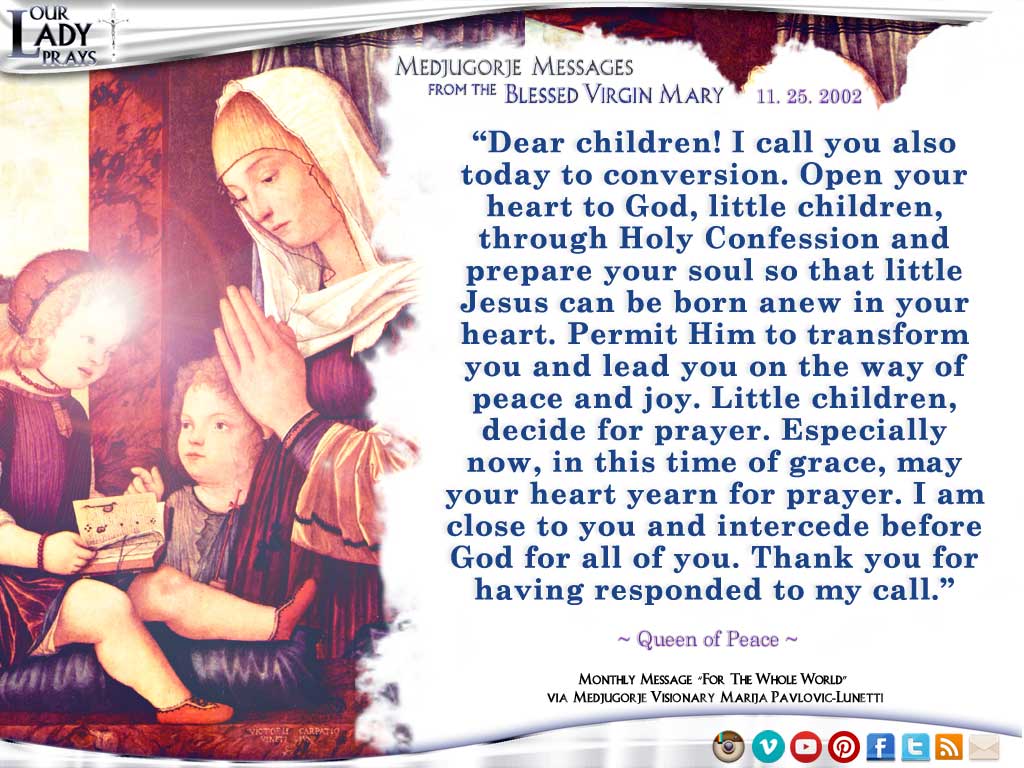 Medjugorje Message from the Blessed Virgin Mary, November 25, 2002