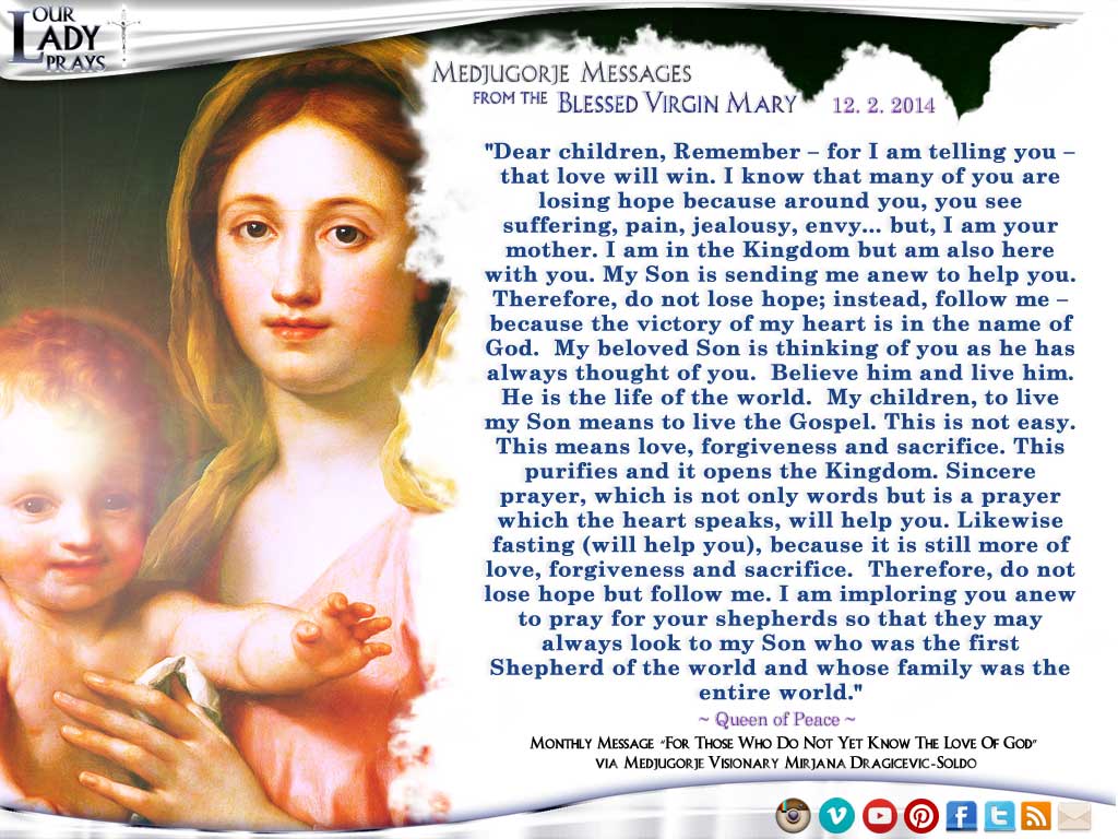 Medjugorje Message from the Blessed Virgin Mary, December 25, 2014