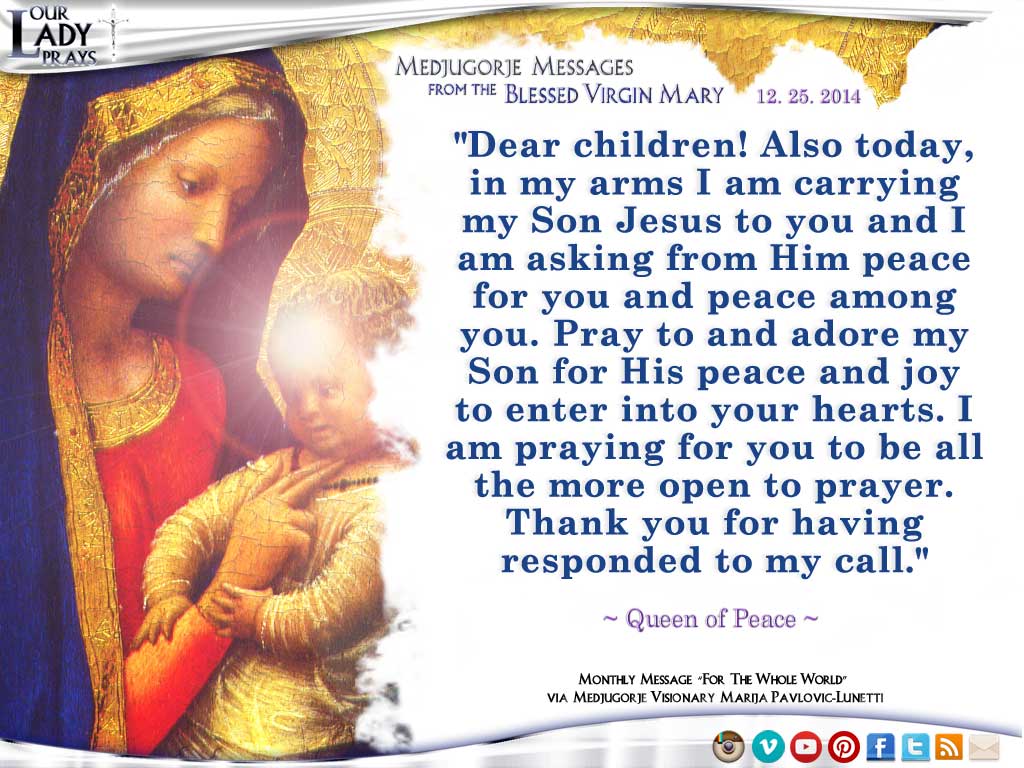 Medjugorje Message from the Blessed Virgin Mary, December 25, 2014