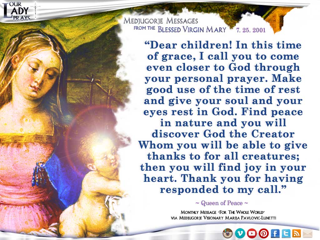 Medjugorje Message from the Blessed Virgin Mary, July 25, 2001