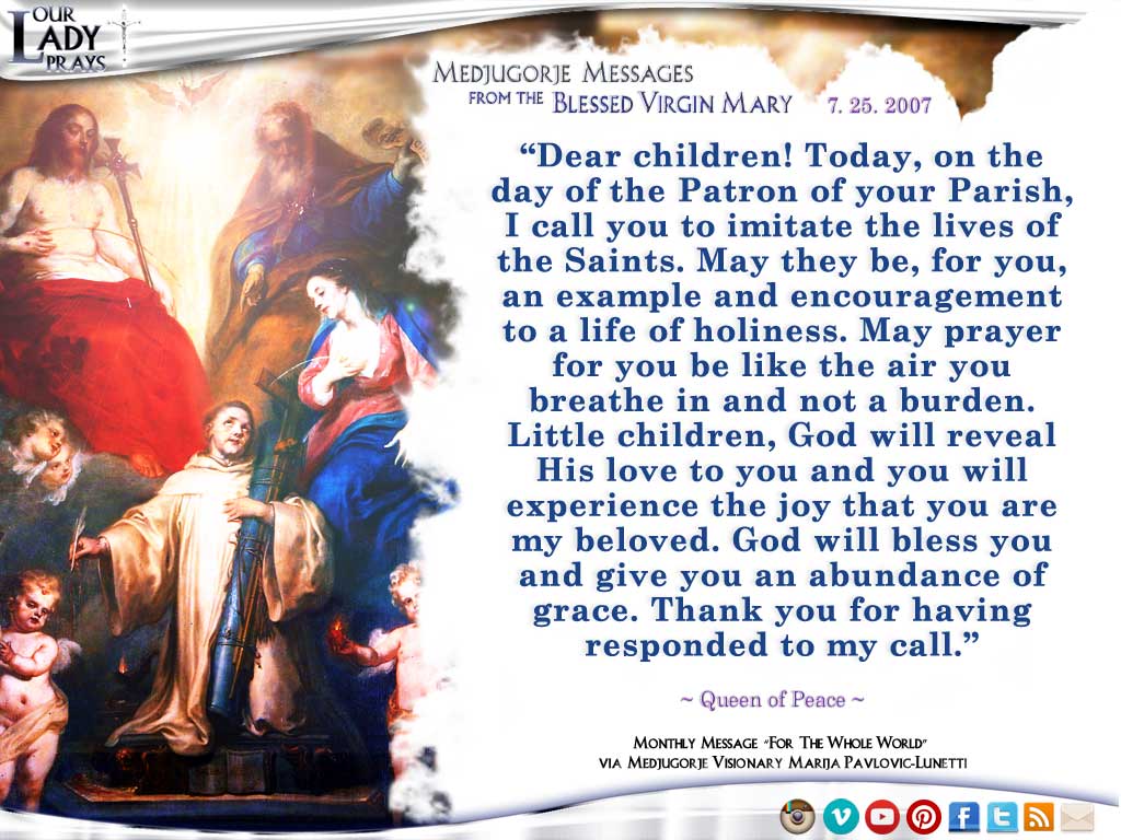 Medjugorje Message from the Blessed Virgin Mary, July 25, 2007