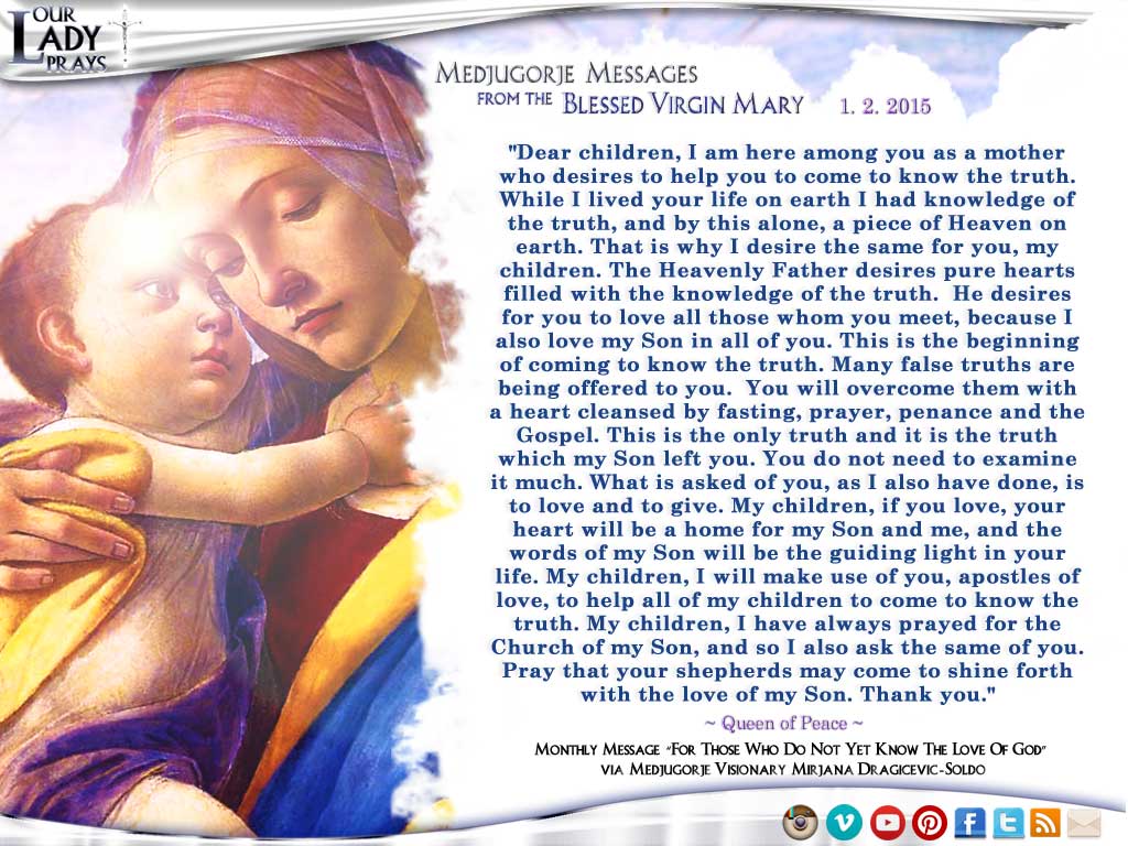 Medjugorje Message from the Blessed Virgin Mary, January 2, 2015
