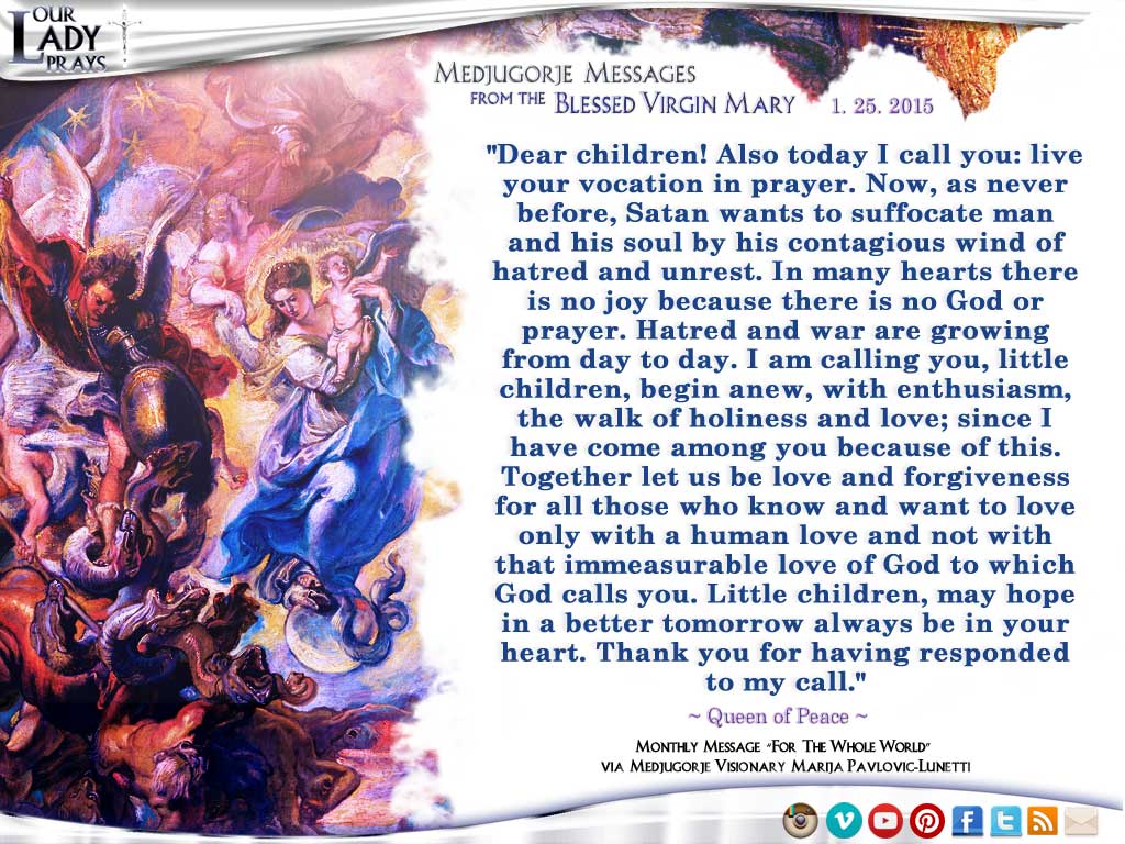 Medjugorje Message from the Blessed Virgin Mary, January 25, 2015
