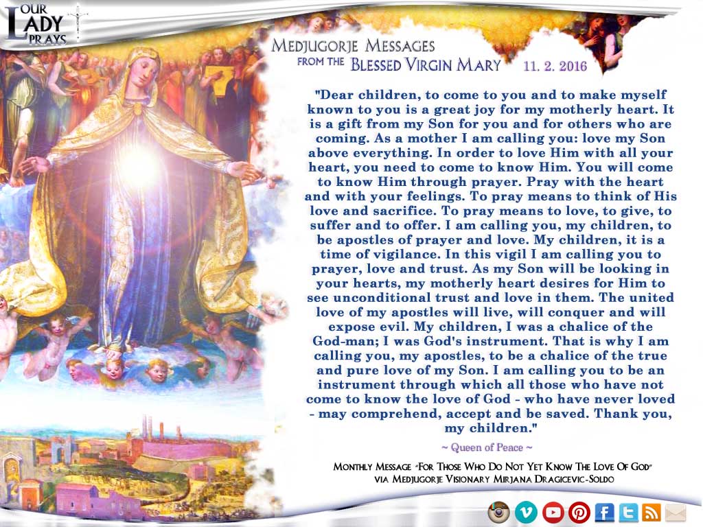 Medjugorje Message from the Blessed Virgin Mary, November 2, 2016