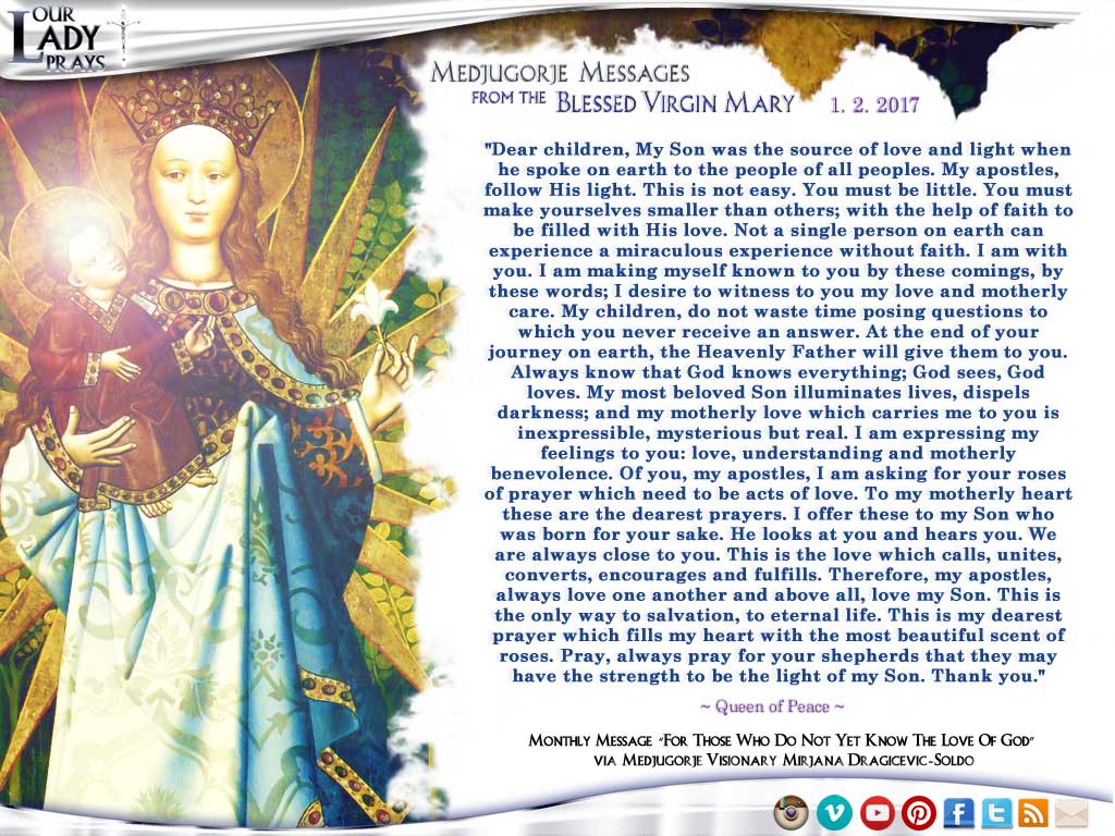 Medjugorje Message from the Blessed Virgin Mary, January 2, 2017