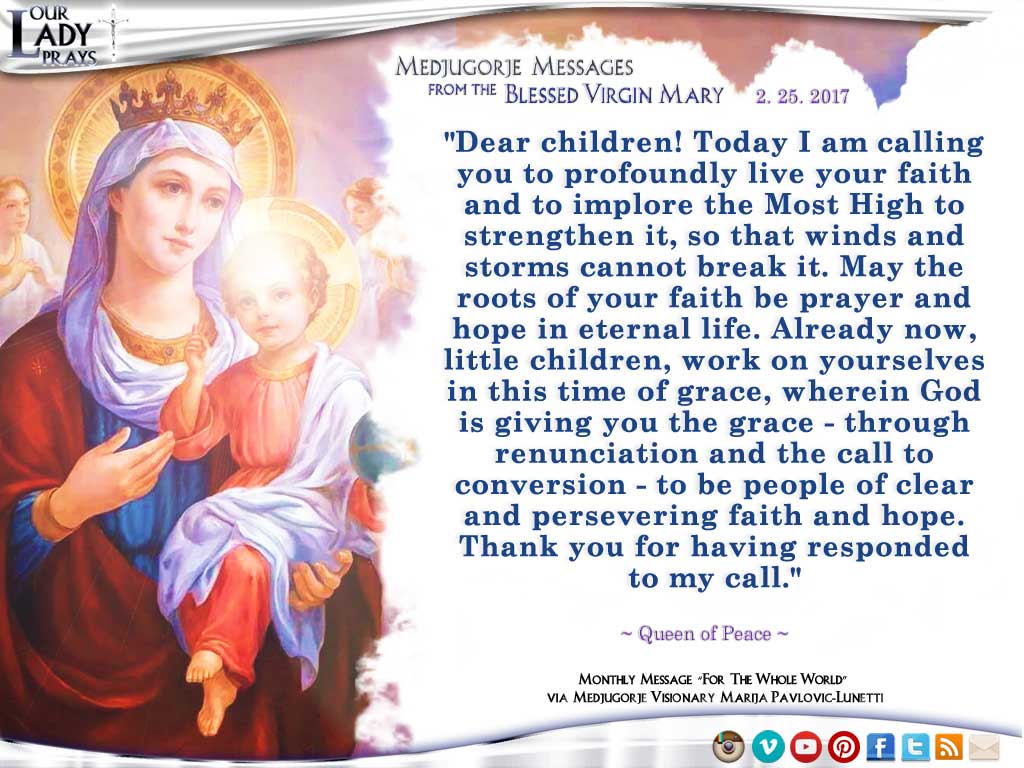 Medjugorje Message from the Blessed Virgin Mary, February 2, 2017