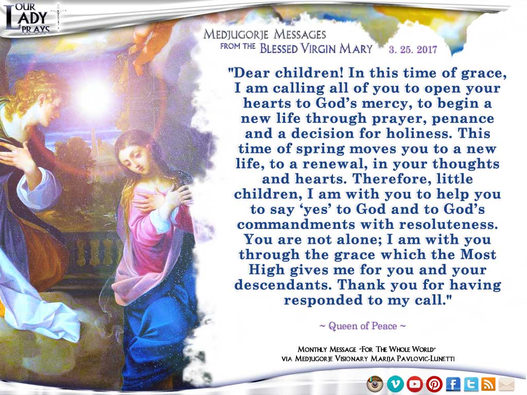 Medjugorje Message from the Blessed Virgin Mary, March 25, 2017