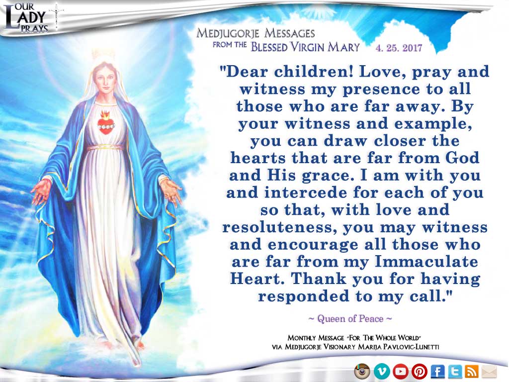Medjugorje Message from the Blessed Virgin Mary, April 25, 2017
