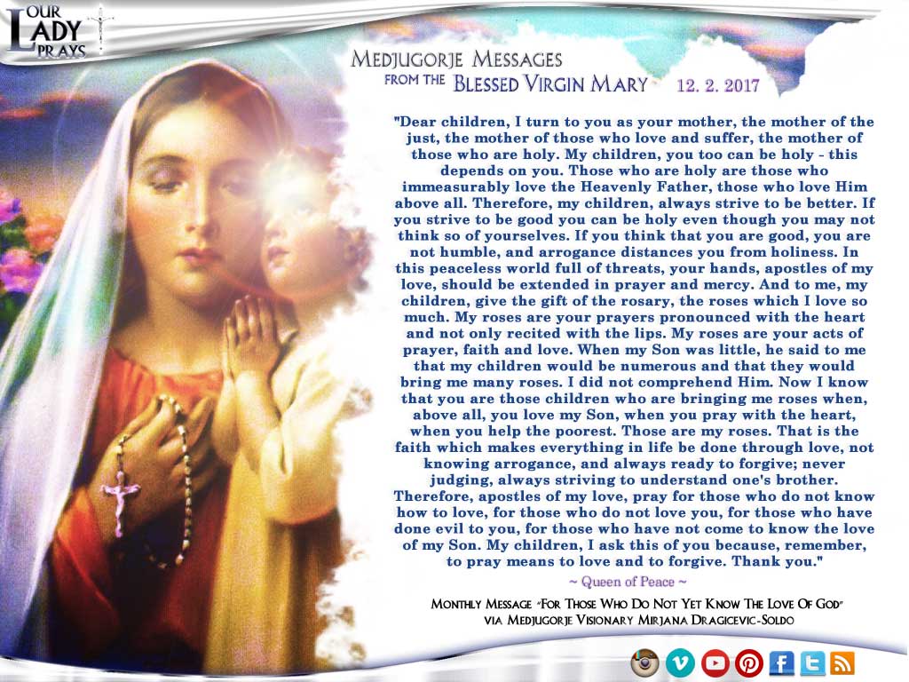 Medjugorje Message from the Blessed Virgin Mary, December 2, 2017