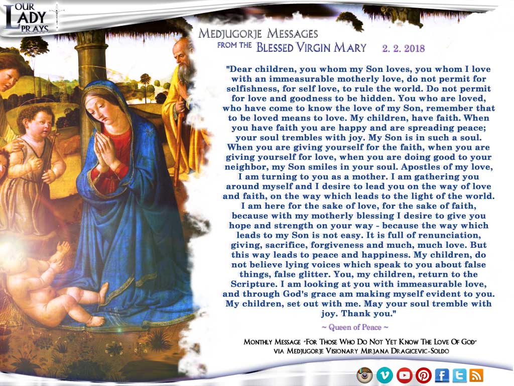 Medjugorje Message from the Blessed Virgin Mary, February 2, 2018