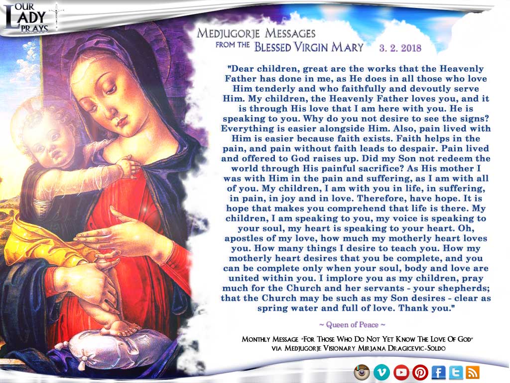 Medjugorje Message from the Blessed Virgin Mary, March 2, 2018