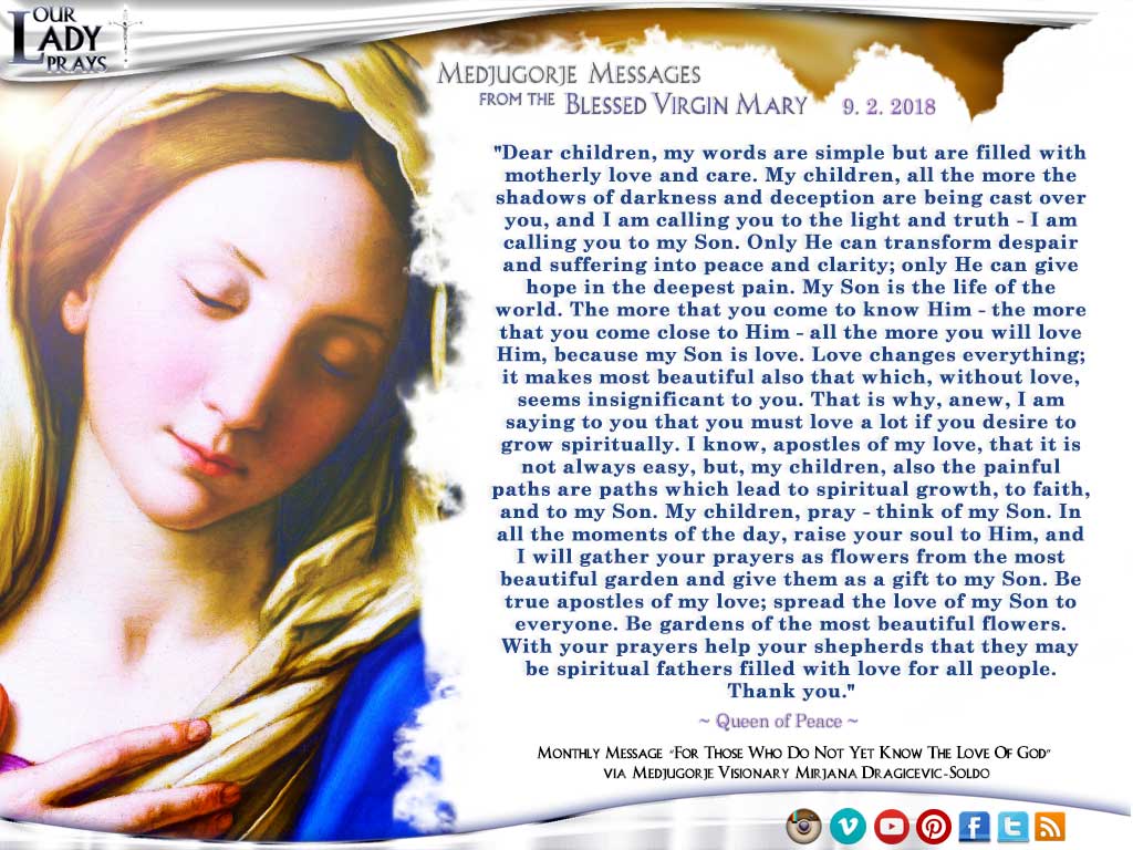 Medjugorje Message from the Blessed Virgin Mary, September 2, 2018